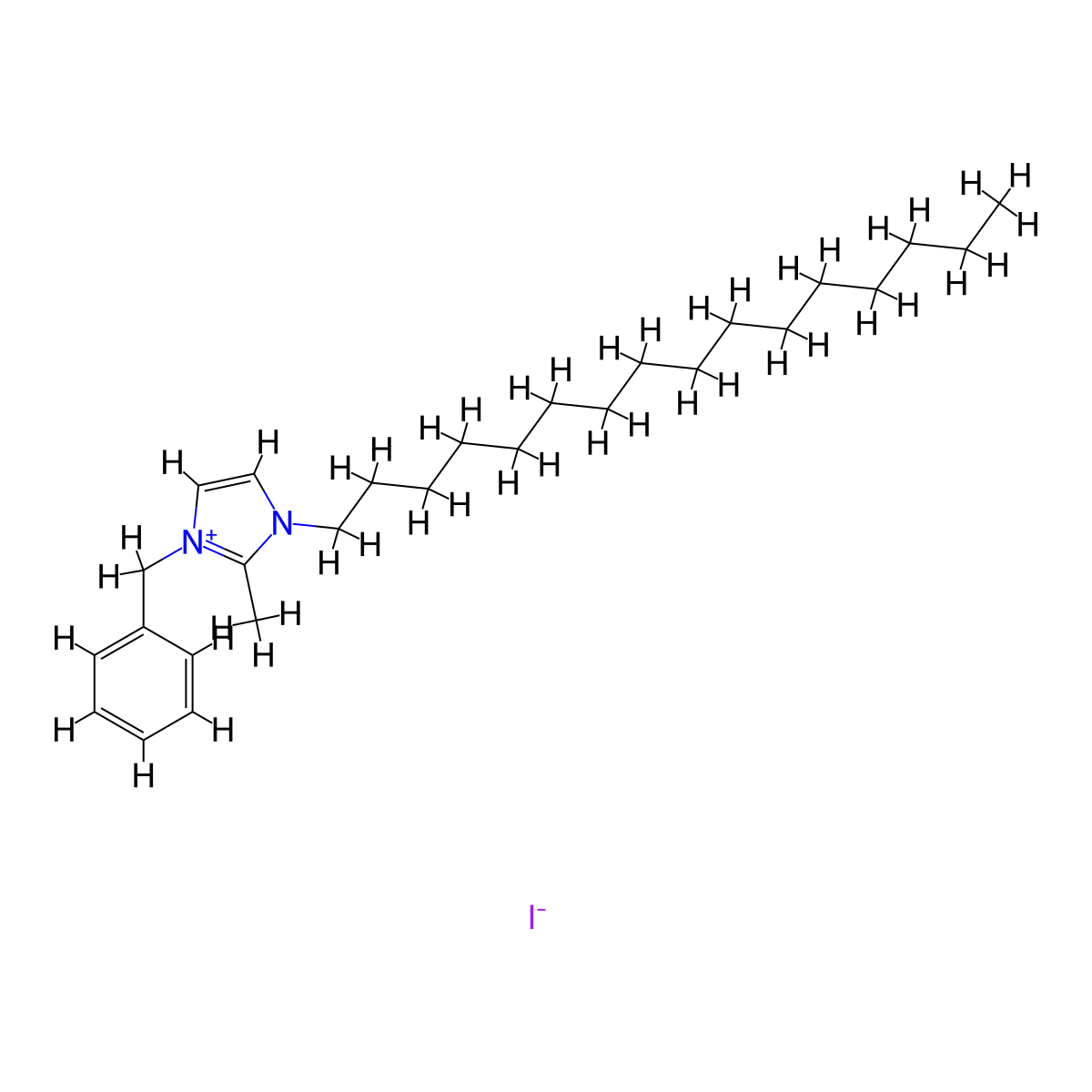 1-Benzyl-3-cetyl-2-methylimidazolium iodide molecular structure, CAS 278603-08-0