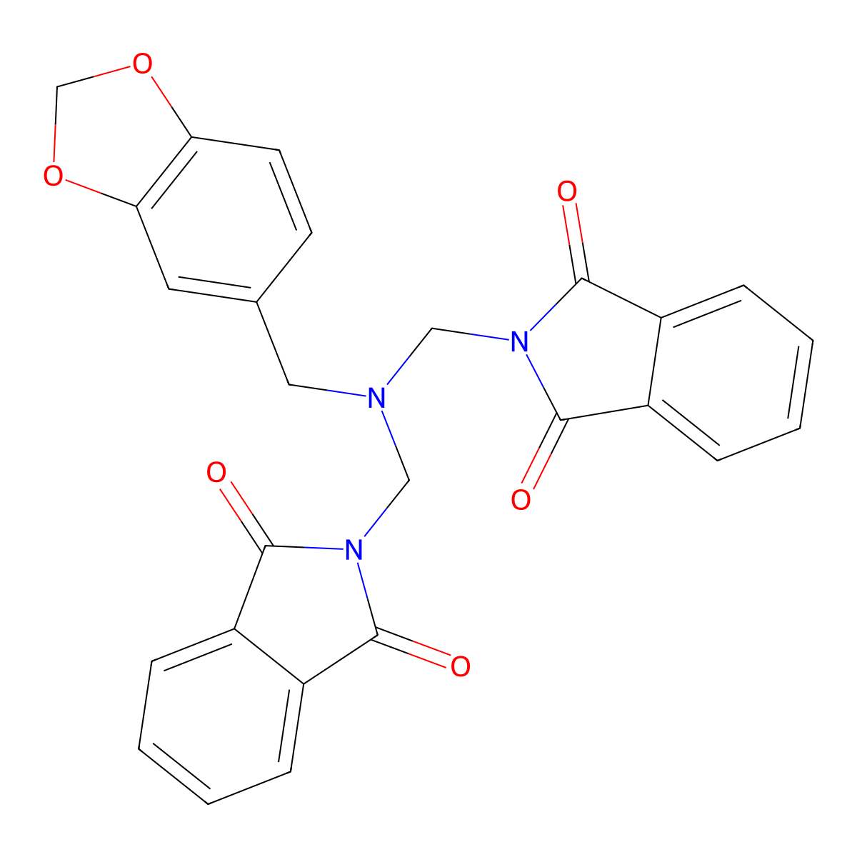 2-({(1,3-benzodioxol-5-ylmethyl)[(1,3-dioxo-1,3-dihydro-2H-isoindol-2-yl)methyl]amino}methyl)-1H-isoindole-1,3(2H)-dione molecular structure, CAS 278609-81-7