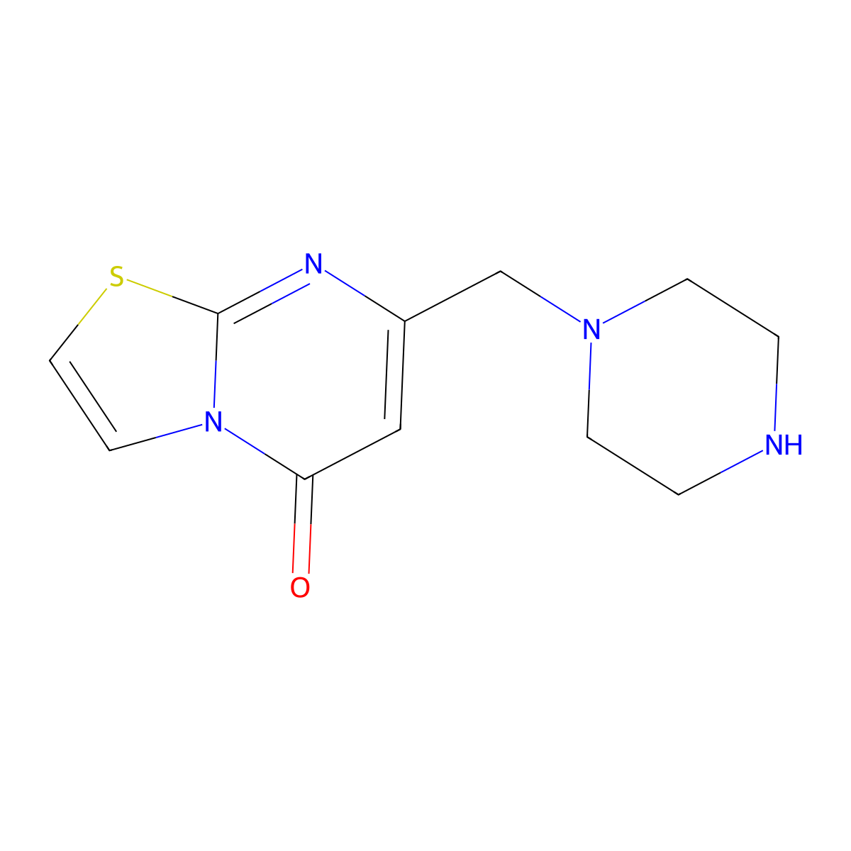7-(piperazin-1-ylmethyl)-5H-[1,3]thiazolo[3,2-a]pyrimidin-5-one molecular structure, CAS 278614-87-2