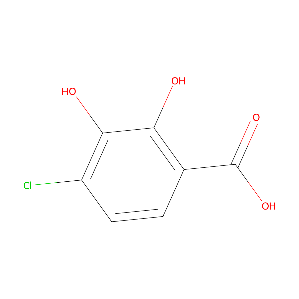 4-Chloro-2,3-dihydroxybenzoic acid molecular structure, CAS 27864-01-3