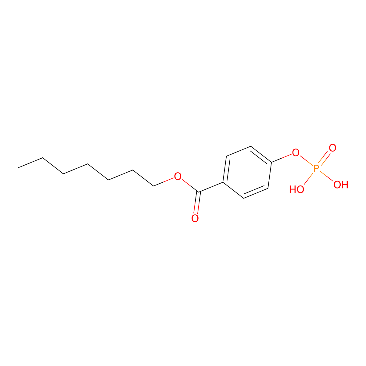 Benzoic acid, p-hydroxy-, heptyl ester, dihydrogen phosphate molecular structure, CAS 27864-56-8