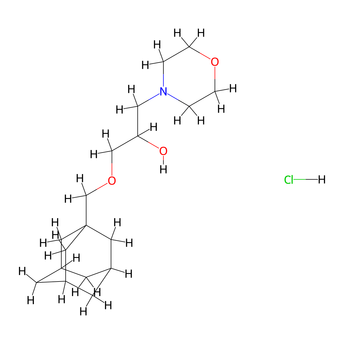 4-Morpholineethanol, alpha-(3-adamantylmethoxymethyl)-, hydrochloride molecular structure, CAS 27865-84-5