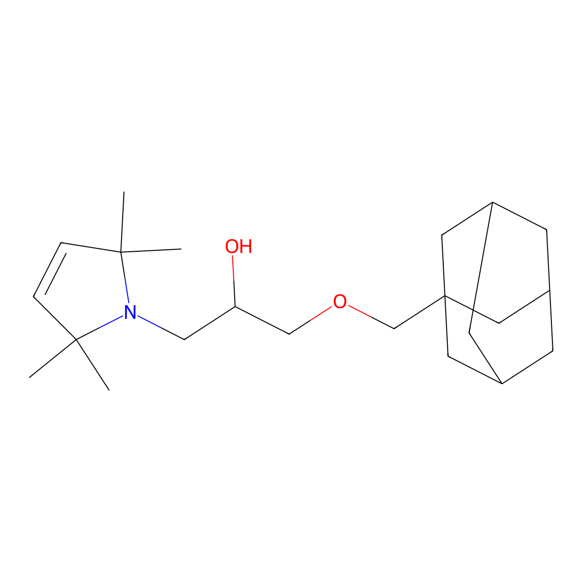 2-Propanol, 1-(1-adamantylmethoxy)-3-(2,2,5,5-tetramethyl-3-pyrrolin-1-yl)- molecular structure, CAS 27865-89-0
