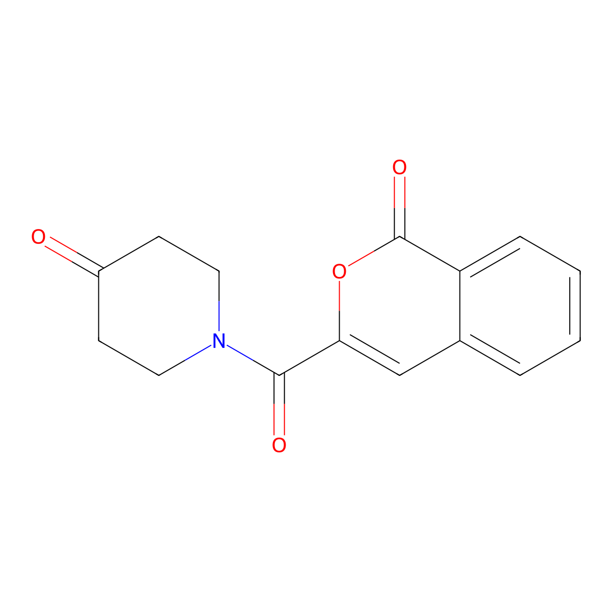 1-(1-oxo-1H-isochromene-3-carbonyl)piperidin-4-one molecular structure, CAS 2786563-84-4