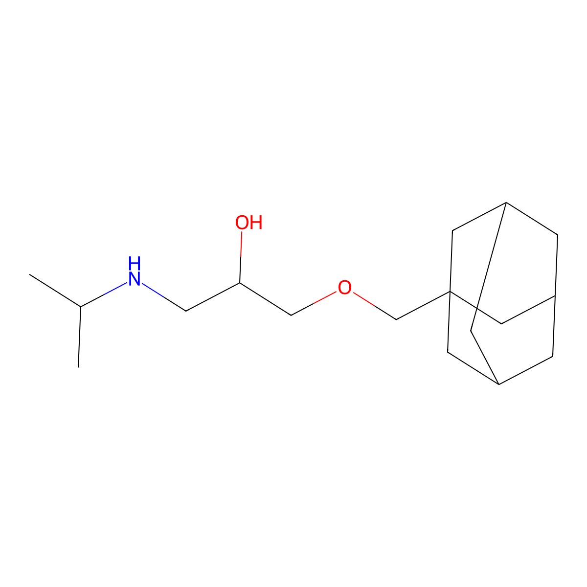 2-Propanol, 1-(1-adamantylmethoxy)-3-isopropylamino- molecular structure, CAS 27866-07-5