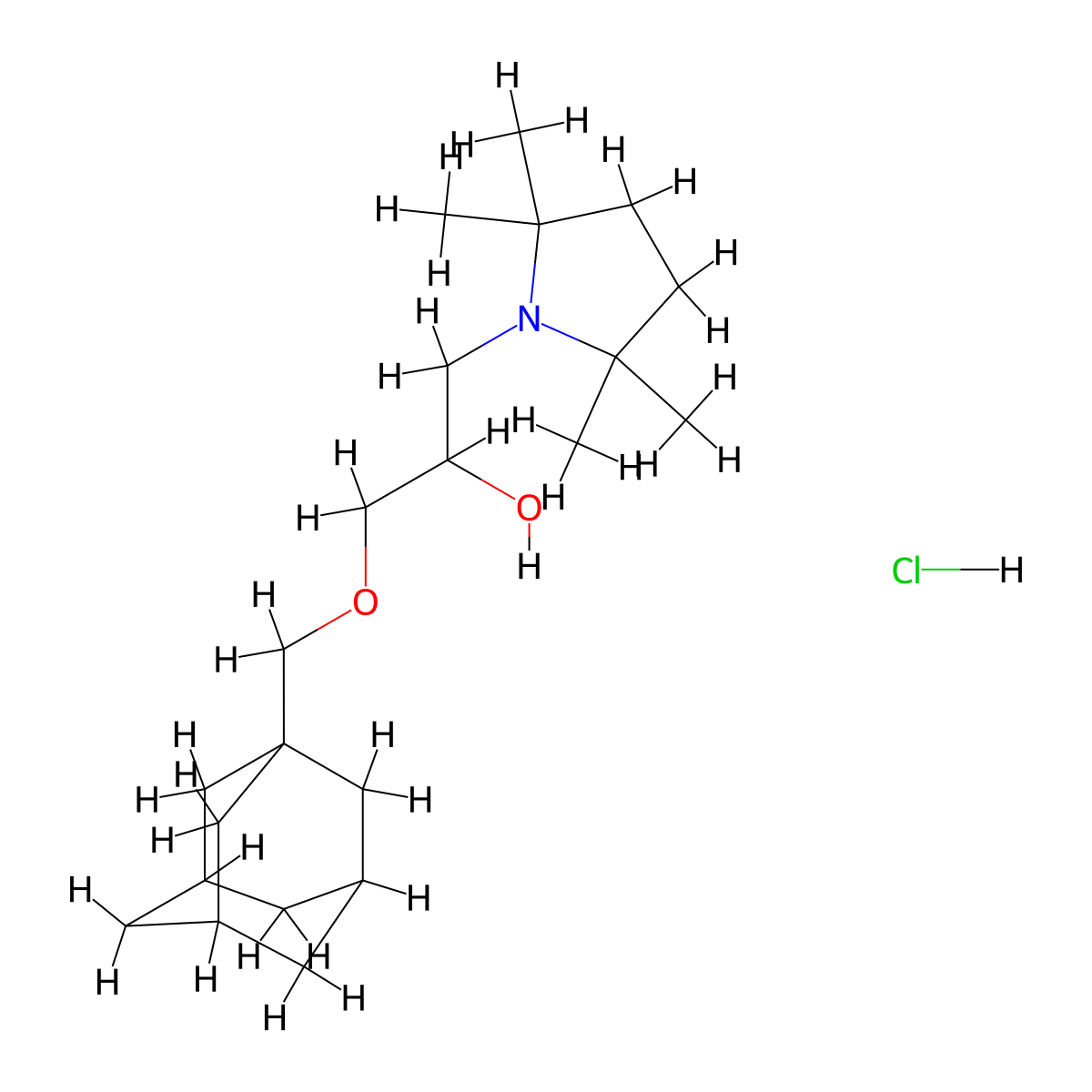 1-Pyrrolidineethanol, alpha-(1-adamantylmethoxymethyl)-2,2,5,5-tetramethyl-, hydrochloride molecular structure, CAS 27866-09-7