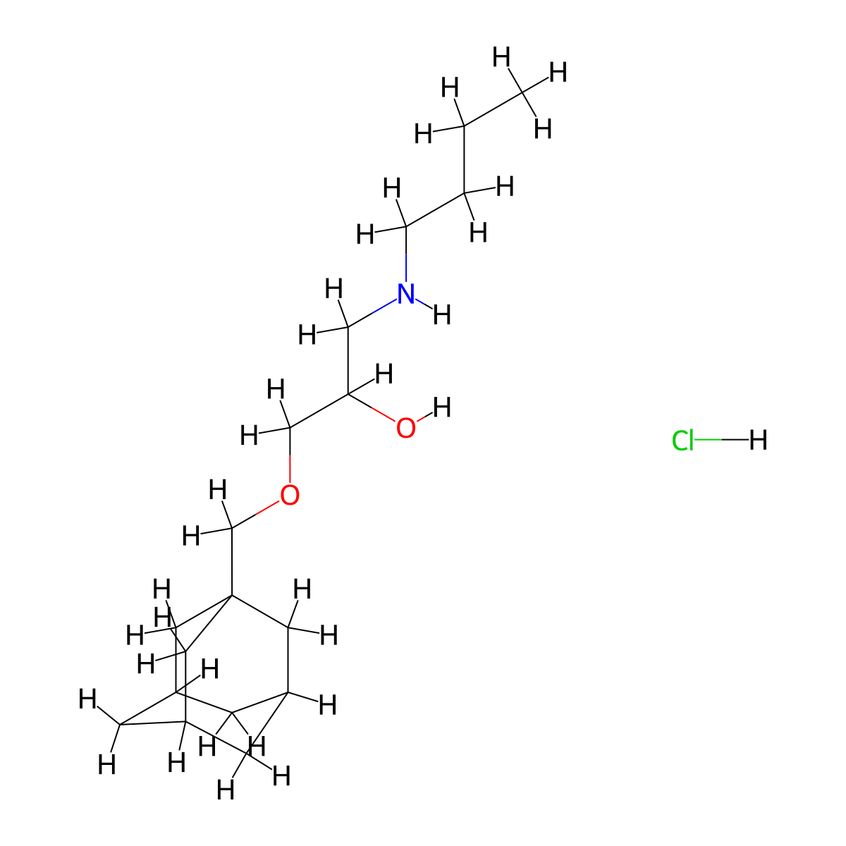 2-Propanol, 1-(1-adamantylmethoxy)-3-butylamino-, hydrochloride molecular structure, CAS 27866-12-2