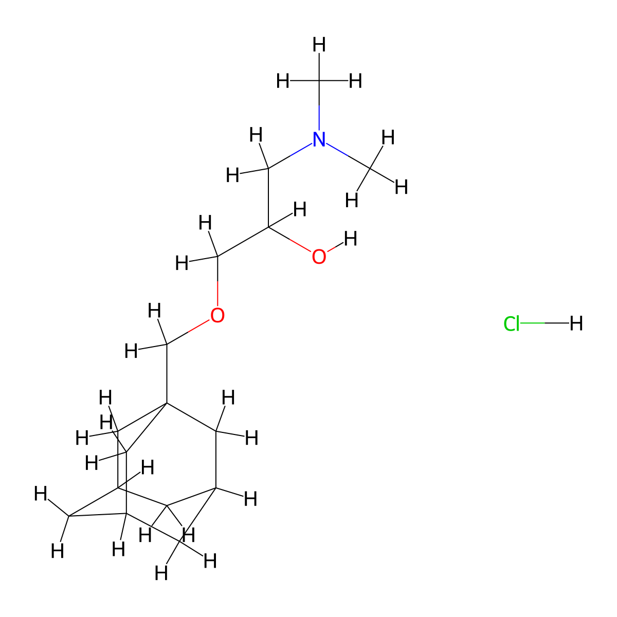 2-Propanol, 1-(1-adamantylmethoxy)-3-dimethylamino-, hydrochloride molecular structure, CAS 27866-19-9