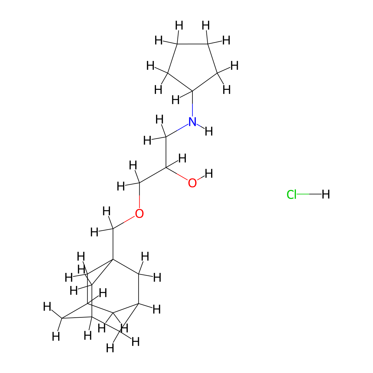 2-Propanol, 1-(1-adamantylmethoxy)-3-cyclopentylamino-, hydrochloride molecular structure, CAS 27866-22-4
