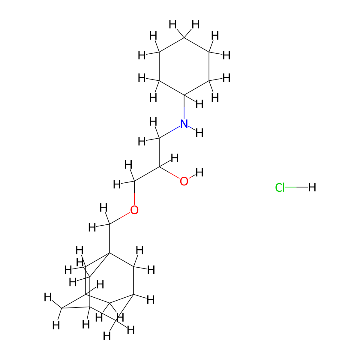2-Propanol, 1-(1-adamantylmethoxy)-3-cyclohexylamino-, hydrochloride molecular structure, CAS 27866-24-6