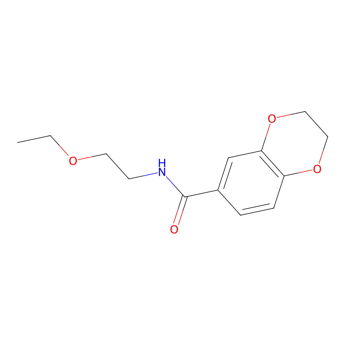 N-(2-Ethoxyethyl)-2,3-dihydro-1,4-benzodioxin-6-carboxamide molecular structure, CAS 2786602-61-5
