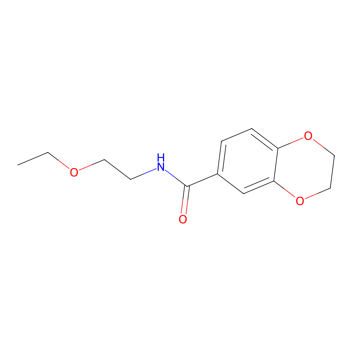 N-(2-Ethoxyethyl)-2,3-dihydro-1,4-benzodioxin-6-carboxamide molecular structure, CAS 2786602-61-5