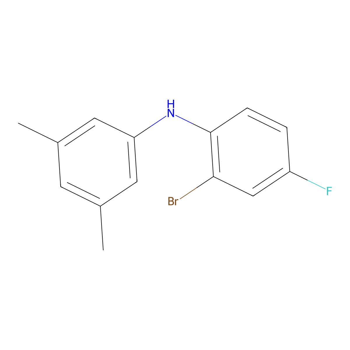 N-(2-bromo-4-fluorophenyl)-3,5-dimethylaniline molecular structure, CAS 2786731-85-7