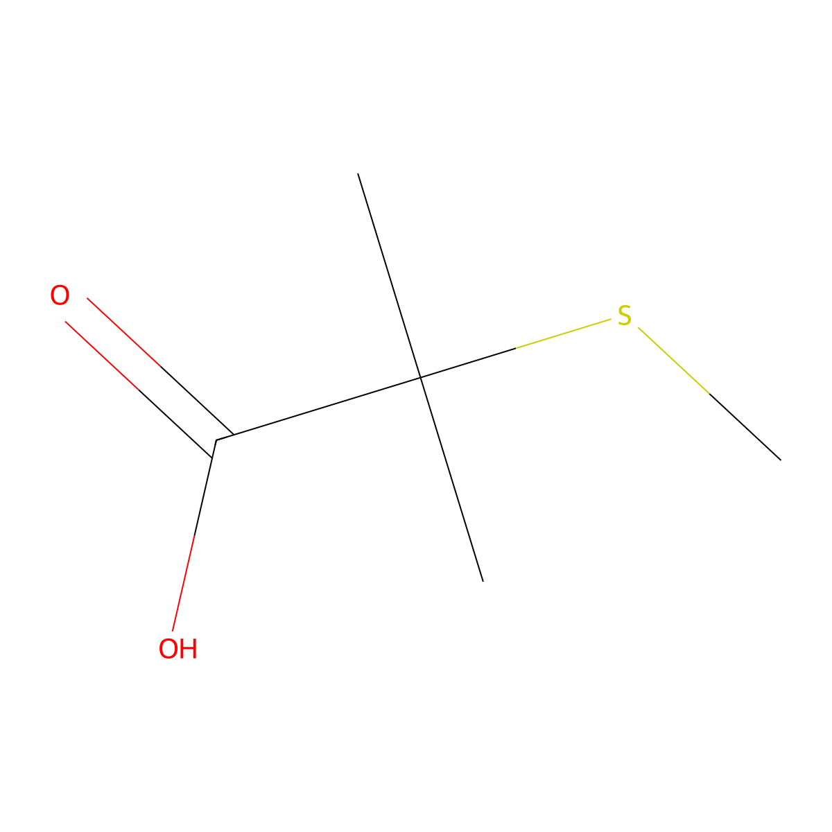 2-Methyl-2-(methylsulfanyl)propanoic acid molecular structure, CAS 27868-56-0