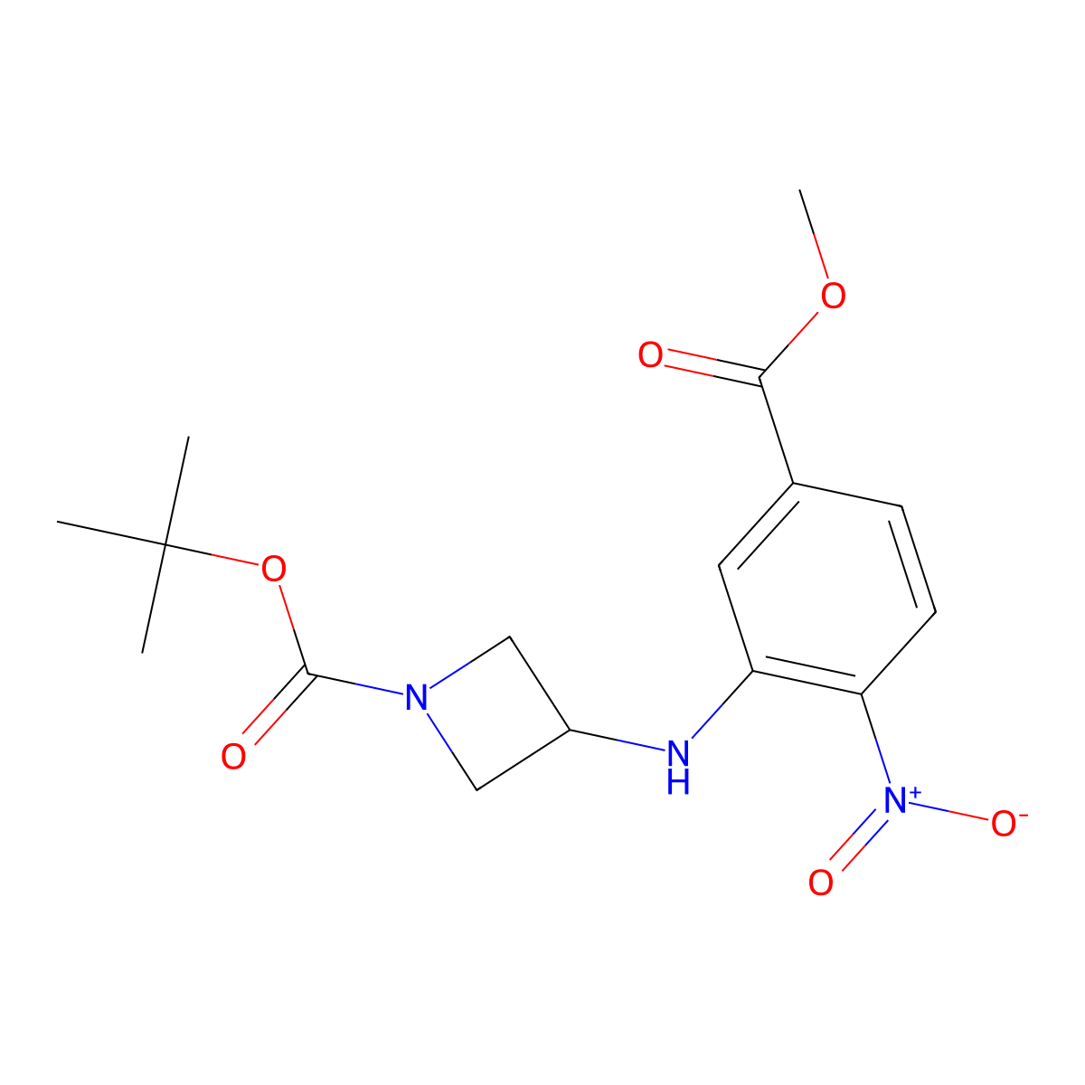 Tert-butyl 3-{[5-(methoxycarbonyl)-2-nitrophenyl]amino}azetidine-1-carboxylate molecular structure, CAS 2786819-98-3