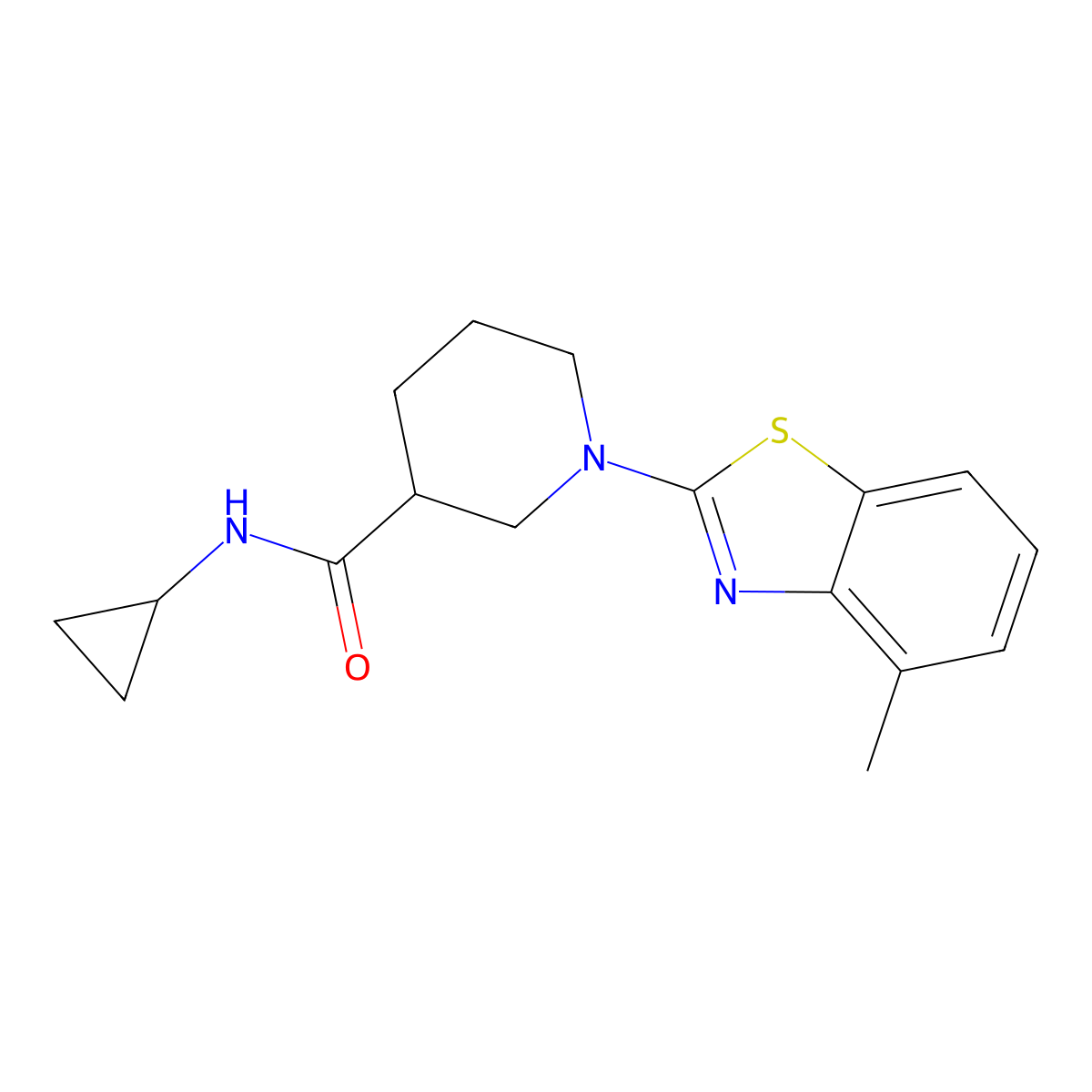 N-cyclopropyl-1-(4-methyl-1,3-benzothiazol-2-yl)piperidine-3-carboxamide molecular structure, CAS 2786903-73-7