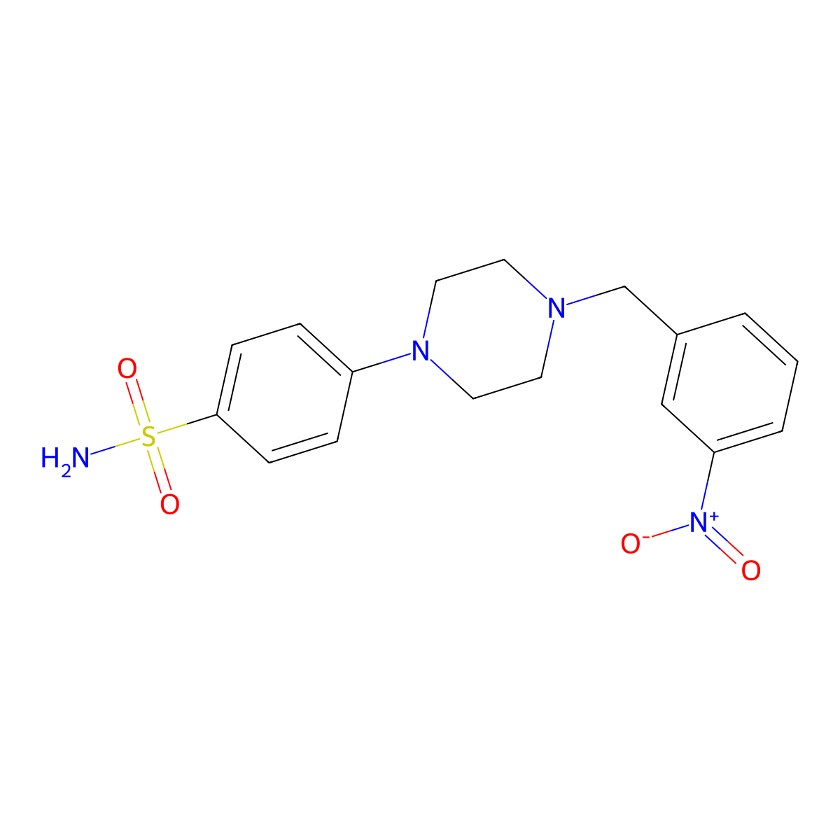 4-[4-[(3-Nitrophenyl)methyl]piperazin-1-yl]benzenesulfonamide molecular structure, CAS 2787084-67-5
