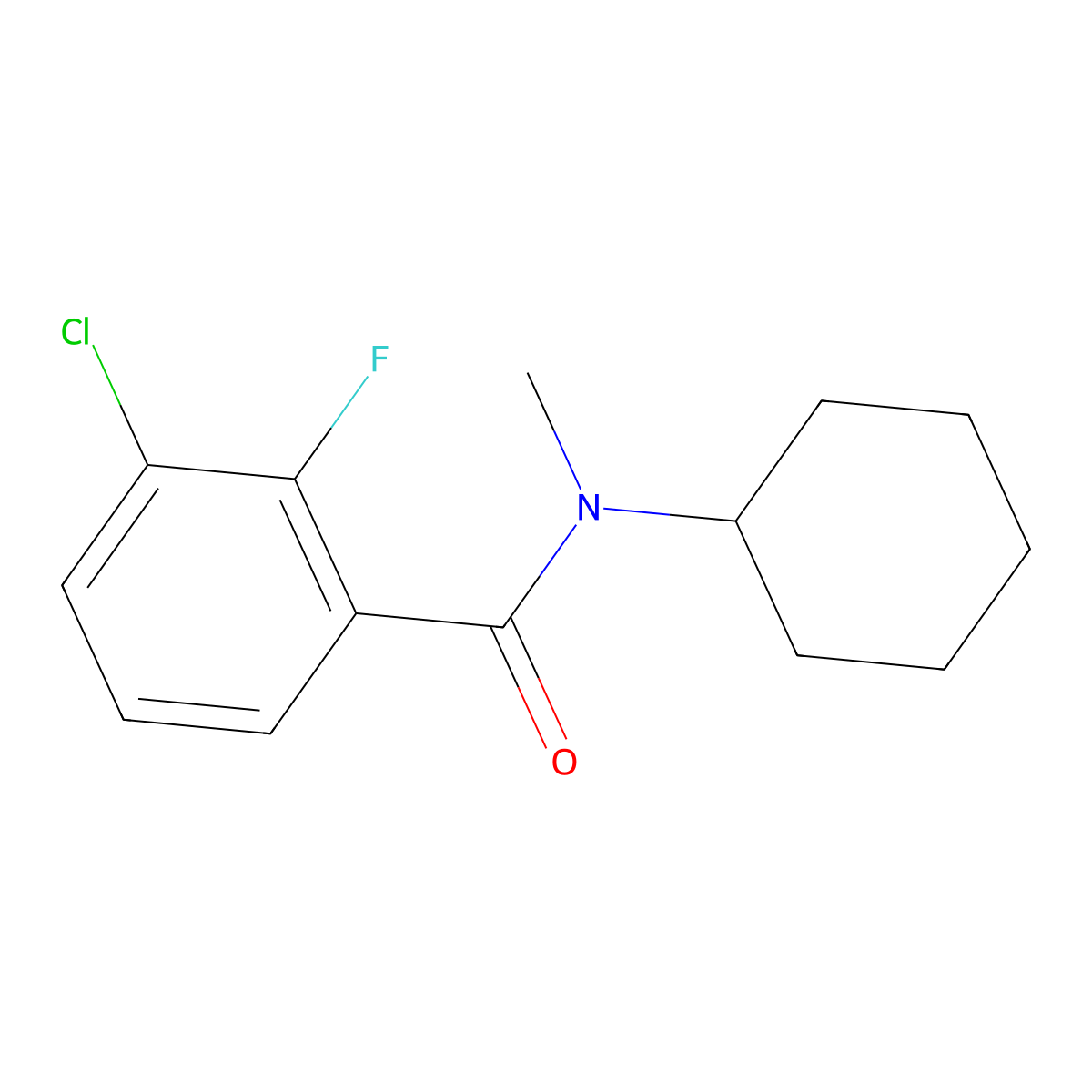 3-Chloro-N-cyclohexyl-2-fluoro-N-methylbenzamide molecular structure, CAS 2787211-63-4