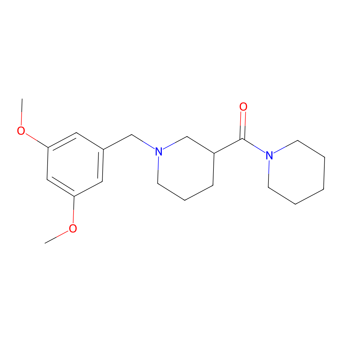 1-[(3,5-Dimethoxyphenyl)methyl]-3-(piperidine-1-carbonyl)piperidine molecular structure, CAS 2787385-64-0