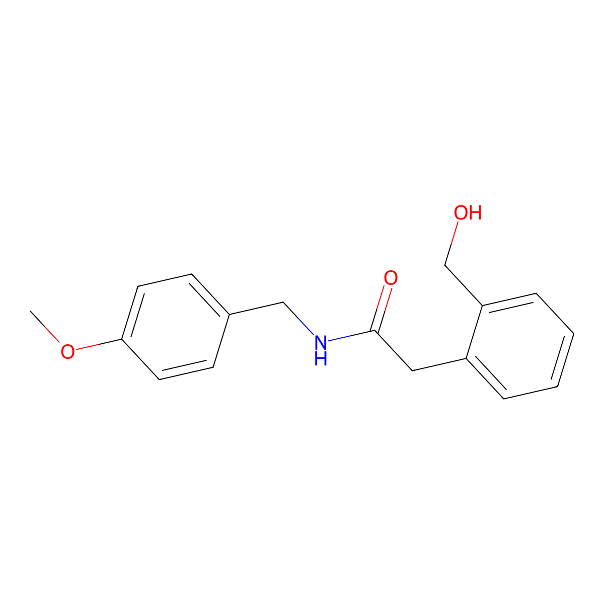 2-[2-(Hydroxymethyl)phenyl]-N-[(4-methoxyphenyl)methyl]acetamide molecular structure, CAS 2787399-29-3