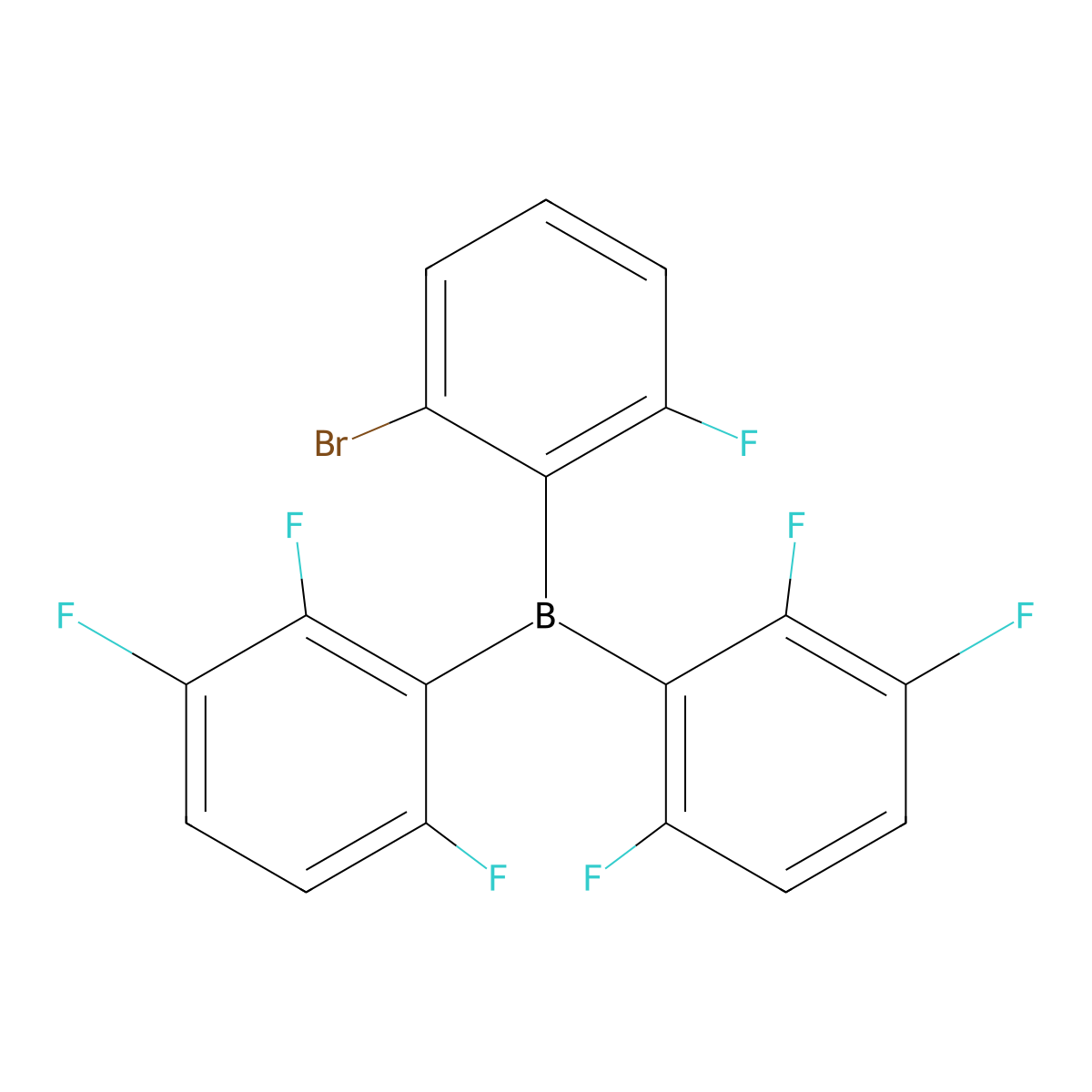 (2-Bromo-6-fluorophenyl)bis(2,3,6-trifluorophenyl)borane molecular structure, CAS 2787493-24-5