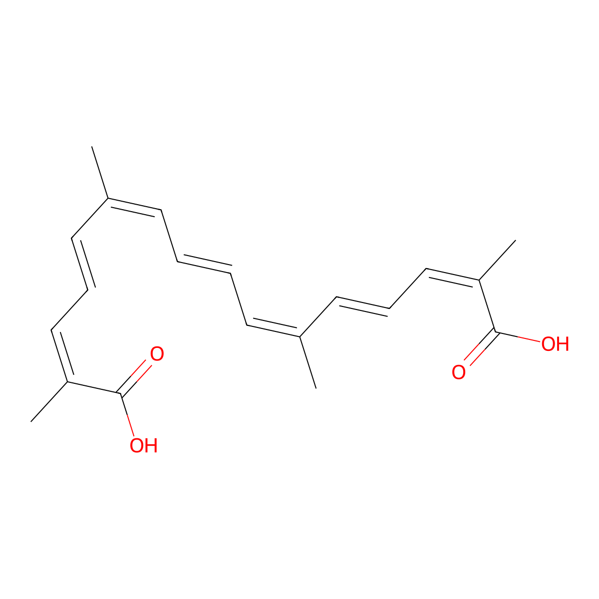 Crocetin molecular structure, CAS 27876-94-4