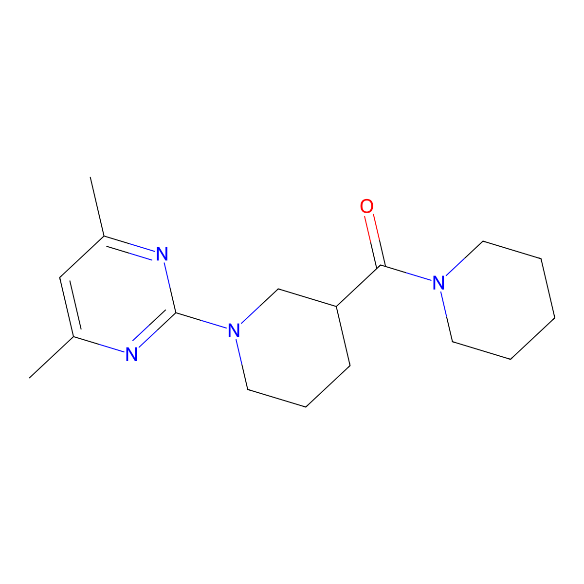 4,6-Dimethyl-2-[3-(piperidine-1-carbonyl)piperidin-1-yl]pyrimidine molecular structure, CAS 2787785-10-6