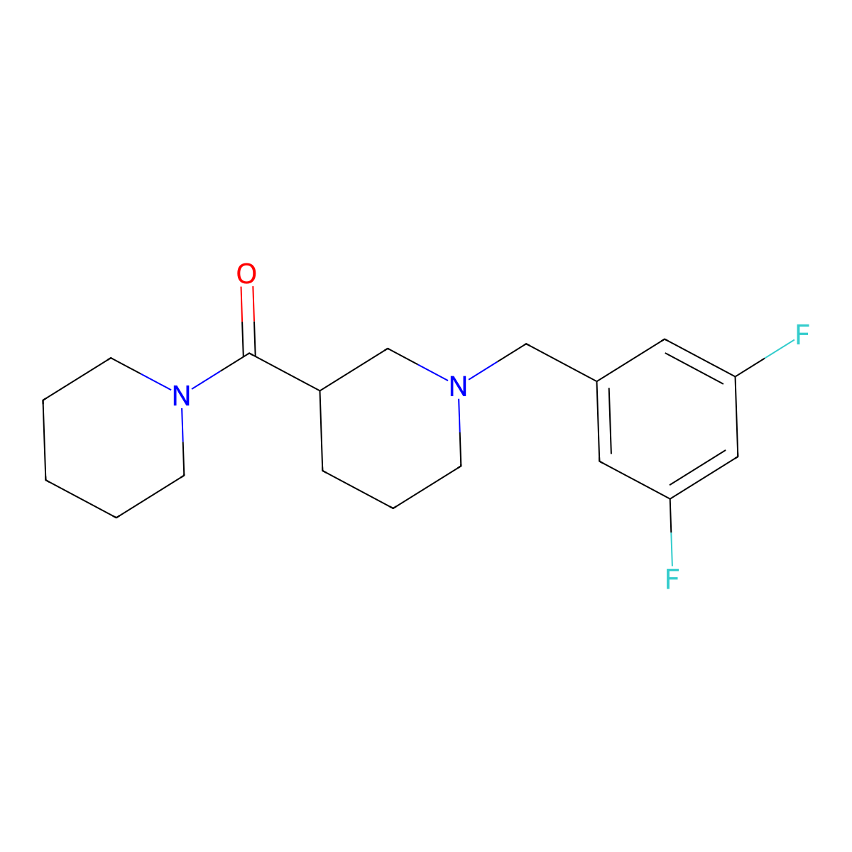 1-[(3,5-Difluorophenyl)methyl]-3-(piperidine-1-carbonyl)piperidine molecular structure, CAS 2787813-61-8