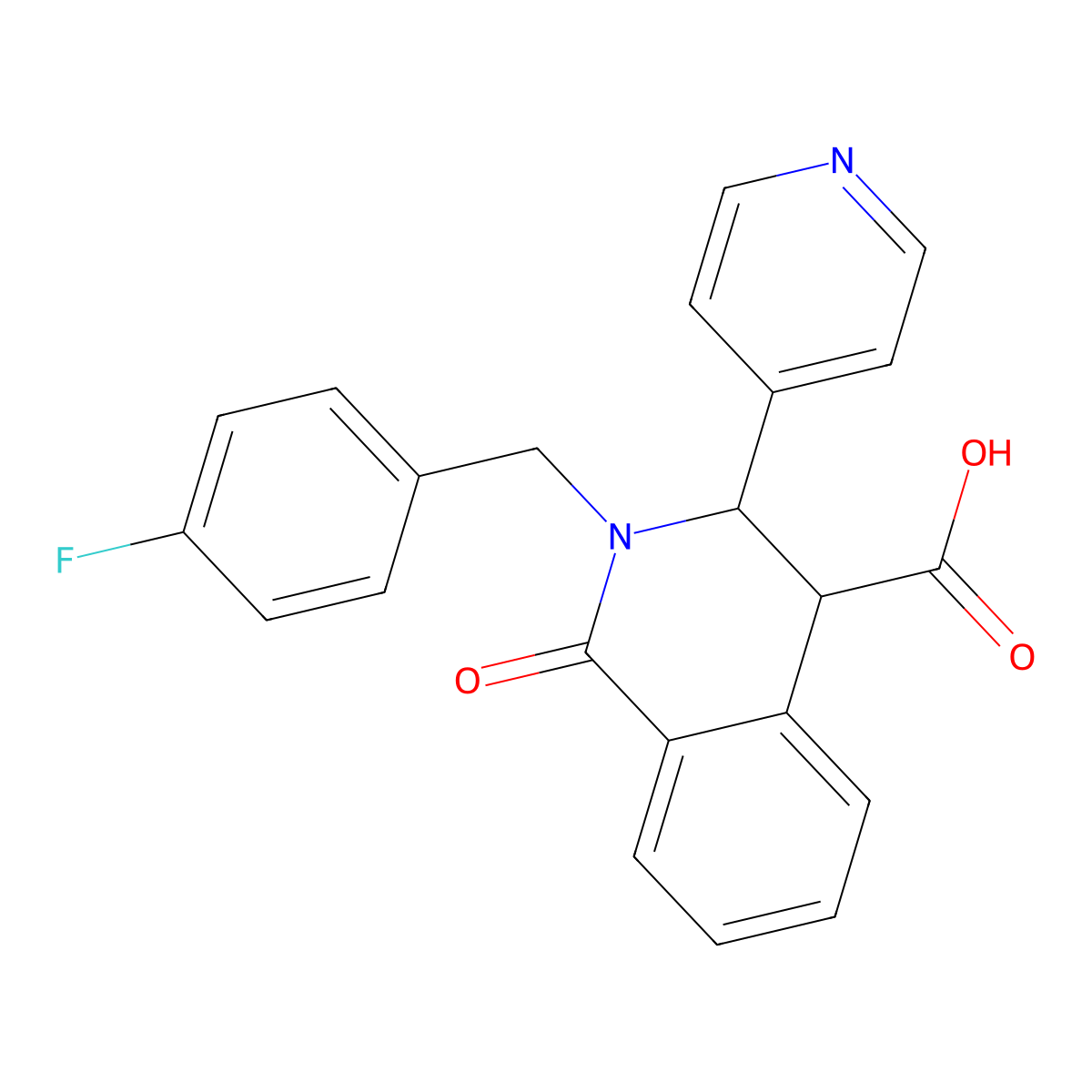 2-(4-Fluorobenzyl)-1-oxo-3-pyridin-4-yl-1,2,3,4-tetrahydroisoquinoline-4-carboxylic acid molecular structure, CAS 278782-55-1