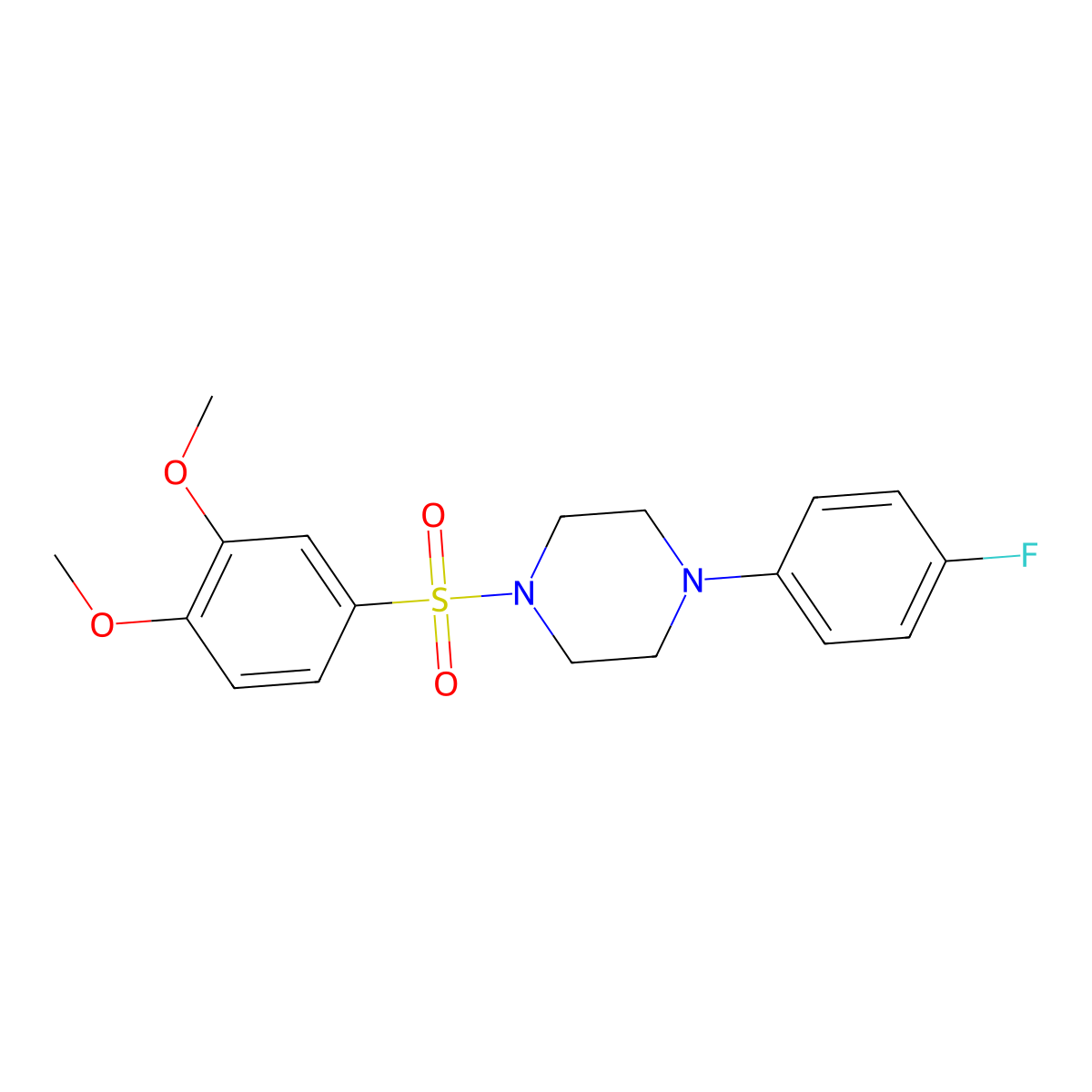 1-[(3,4-Dimethoxyphenyl)sulfonyl]-4-(4-fluorophenyl)piperazine molecular structure, CAS 278782-72-2