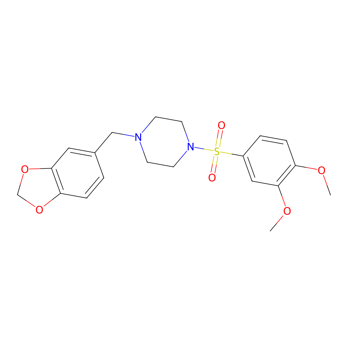 1-(Benzo[d][1,3]dioxol-5-ylmethyl)-4-((3,4-dimethoxyphenyl)sulfonyl)piperazine molecular structure, CAS 278782-75-5