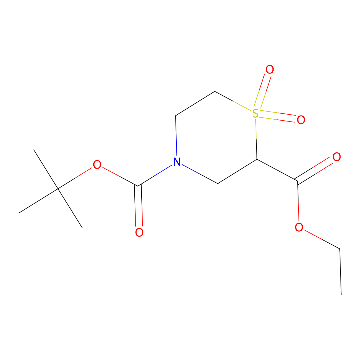 4-Tert-butyl 2-ethyl 1,1-dioxo-1lambda6-thiomorpholine-2,4-dicarboxylate molecular structure, CAS 278788-70-8