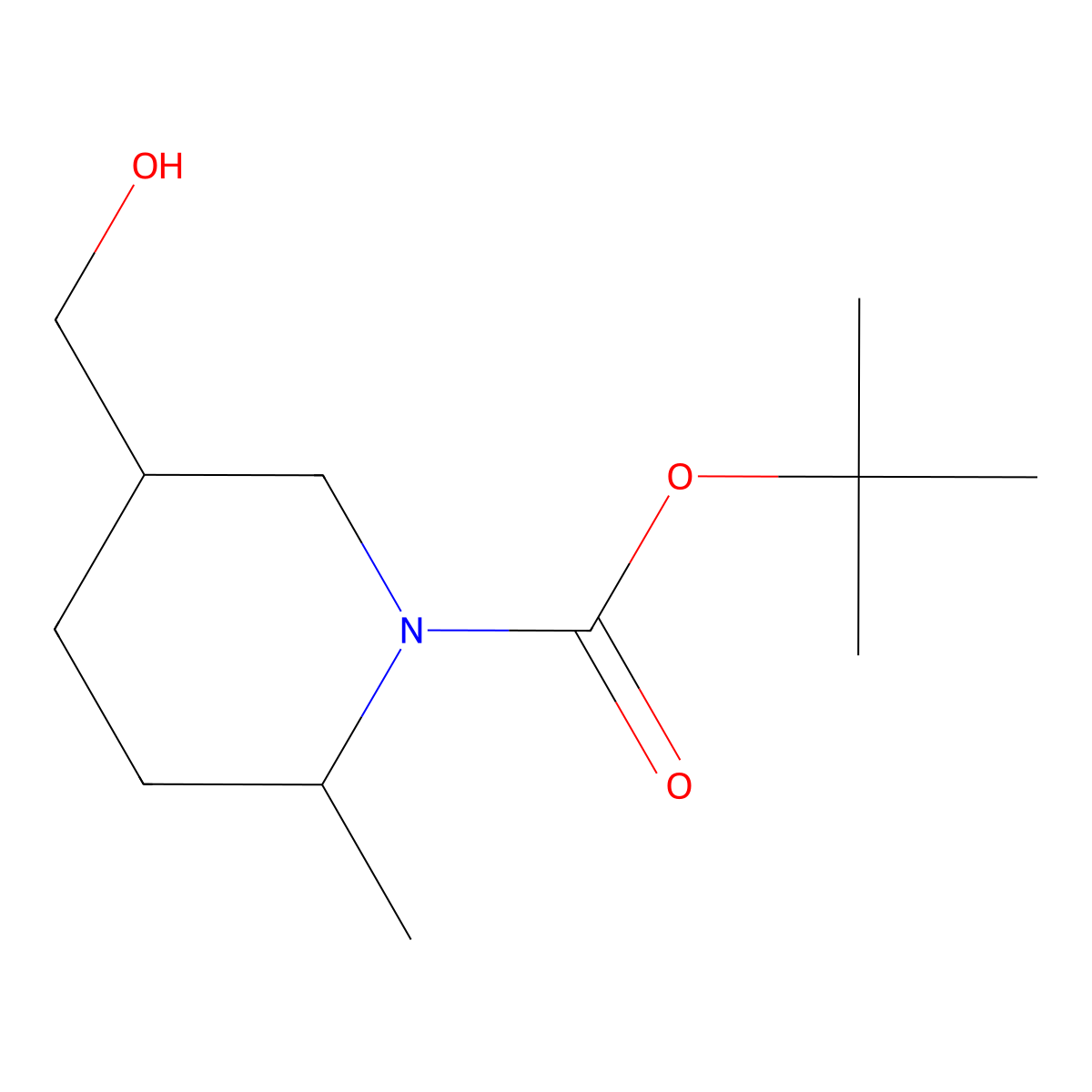 Tert-butyl 5-(hydroxymethyl)-2-methylpiperidine-1-carboxylate molecular structure, CAS 278789-38-1