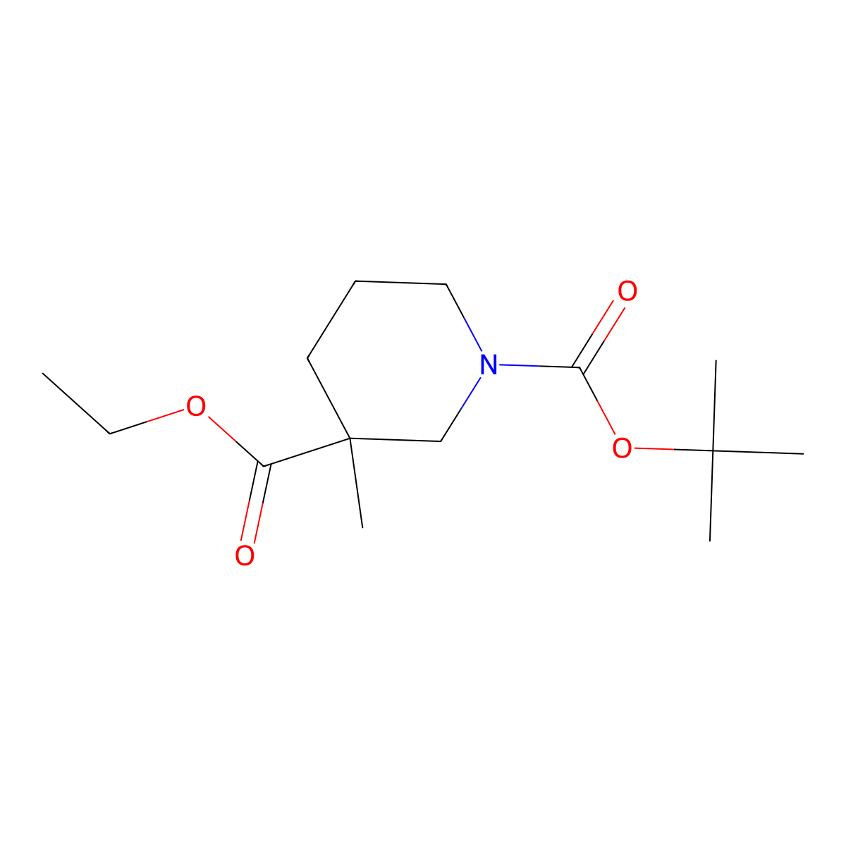 1-tert-Butyl 3-ethyl 3-methylpiperidine-1,3-dicarboxylate molecular structure, CAS 278789-43-8