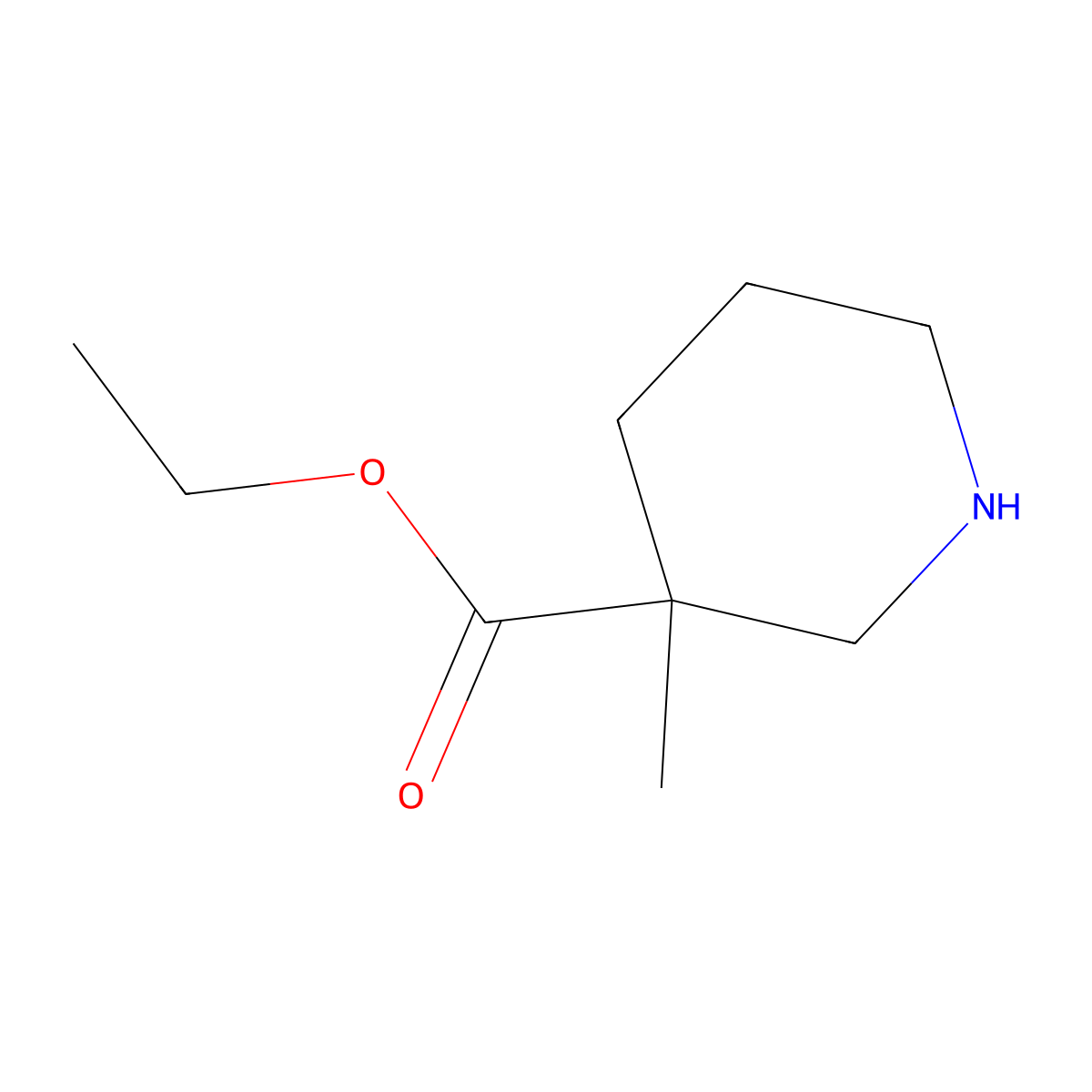 (S)-Ethyl 3-methylpiperidine-3-carboxylate molecular structure, CAS 278789-72-3