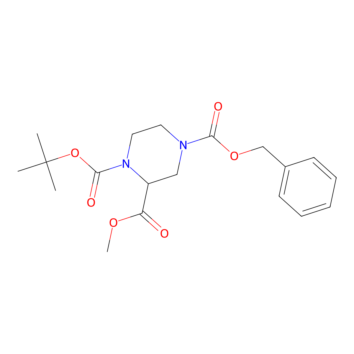 (R)-4-Benzyl 1-tert-butyl 2-methyl piperazine-1,2,4-tricarboxylate molecular structure, CAS 278790-00-4