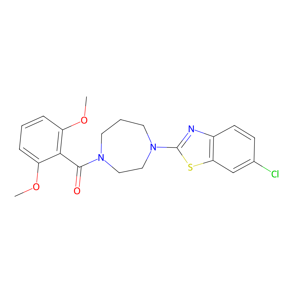 6-Chloro-2-[4-(2,6-dimethoxybenzoyl)-1,4-diazepan-1-yl]-1,3-benzothiazole molecular structure, CAS 278791-68-7