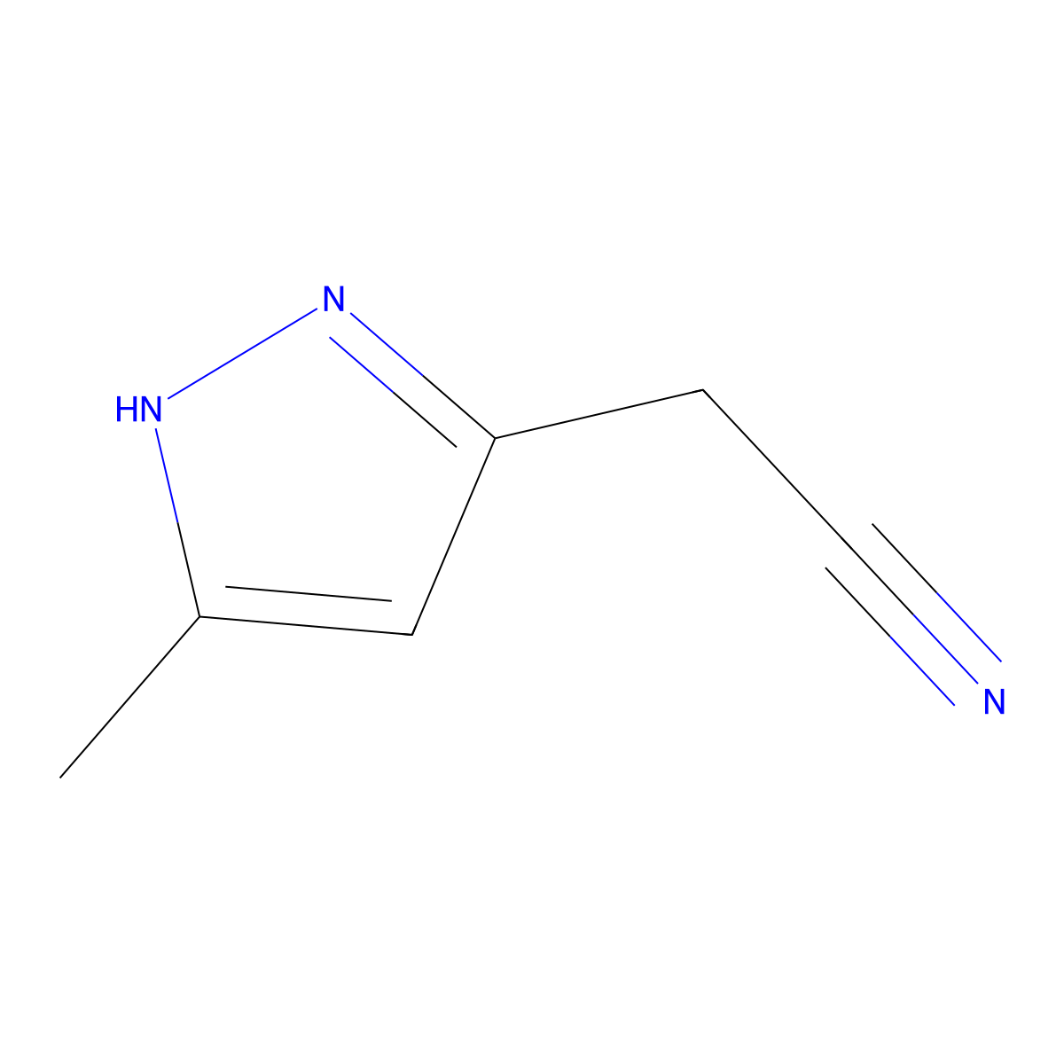 2-(3-methyl-1H-pyrazol-5-yl)acetonitrile molecular structure, CAS 278798-06-4