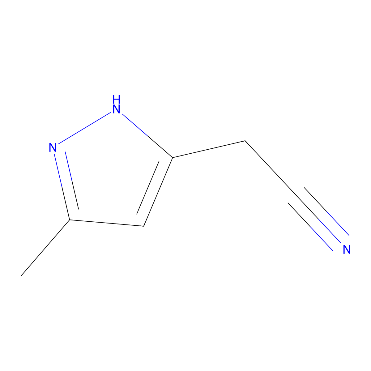 2-(3-methyl-1H-pyrazol-5-yl)acetonitrile molecular structure, CAS 278798-06-4