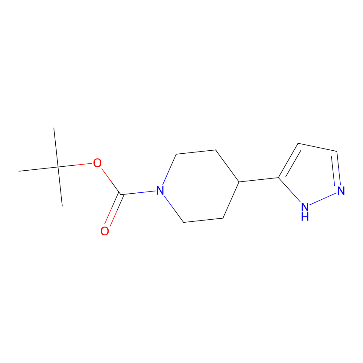 tert-butyl 4-(1H-pyrazol-3-yl)piperidine-1-carboxylate molecular structure, CAS 278798-07-5
