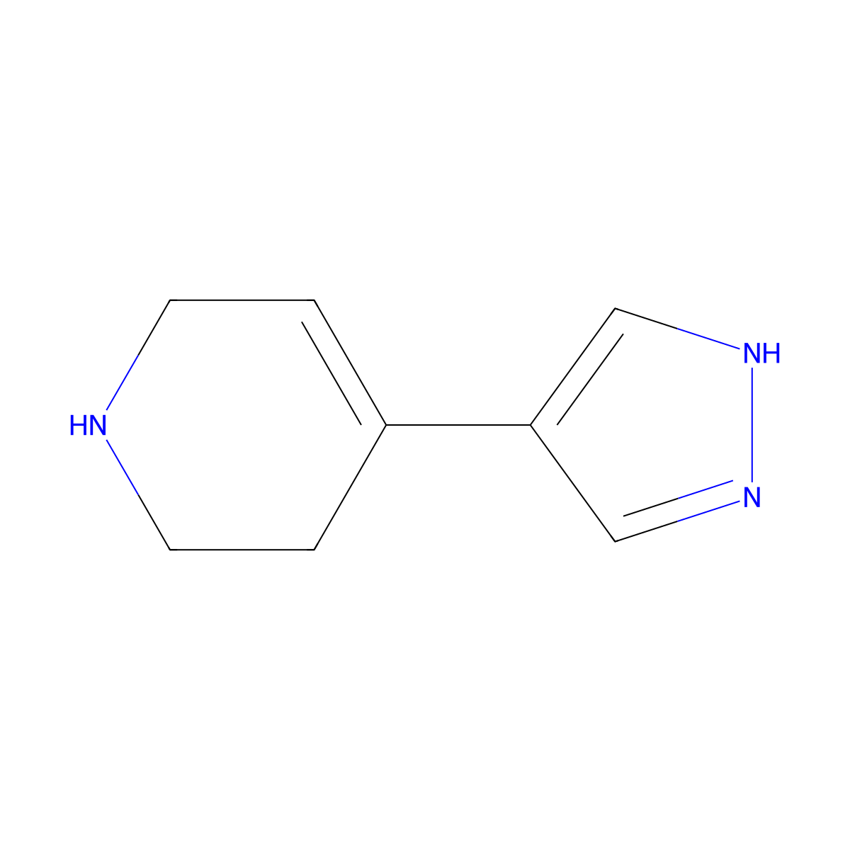 4-(1H-pyrazol-4-yl)-1,2,3,6-tetrahydropyridine molecular structure, CAS 278798-12-2