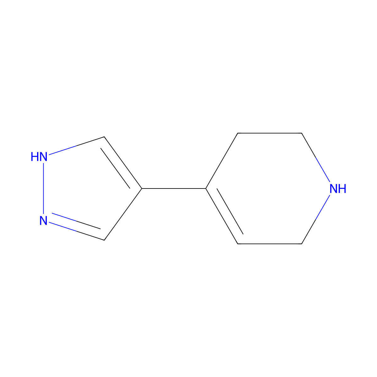 4-(1H-pyrazol-4-yl)-1,2,3,6-tetrahydropyridine molecular structure, CAS 278798-12-2