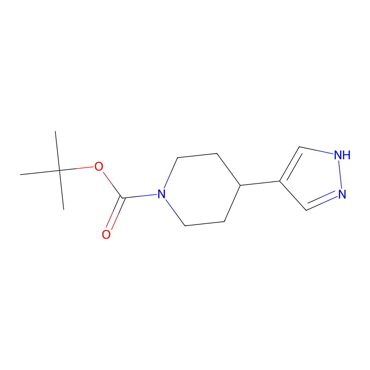 tert-butyl 4-(1H-pyrazol-4-yl)piperidine-1-carboxylate molecular structure, CAS 278798-15-5