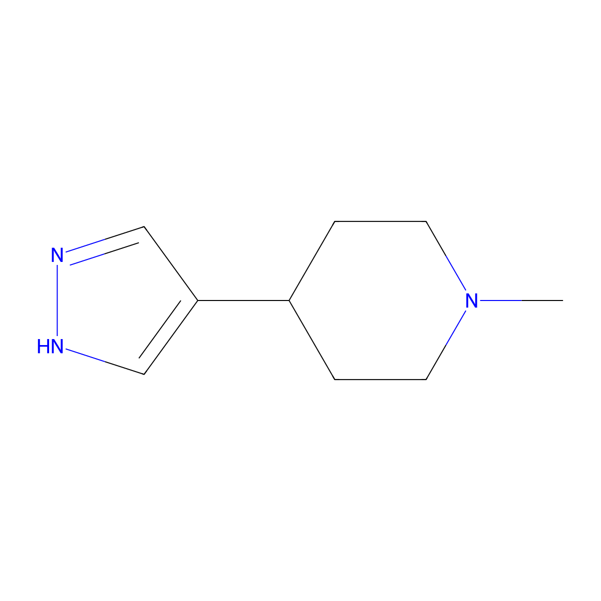 1-methyl-4-(1H-pyrazol-4-yl)Piperidine molecular structure, CAS 278798-17-7