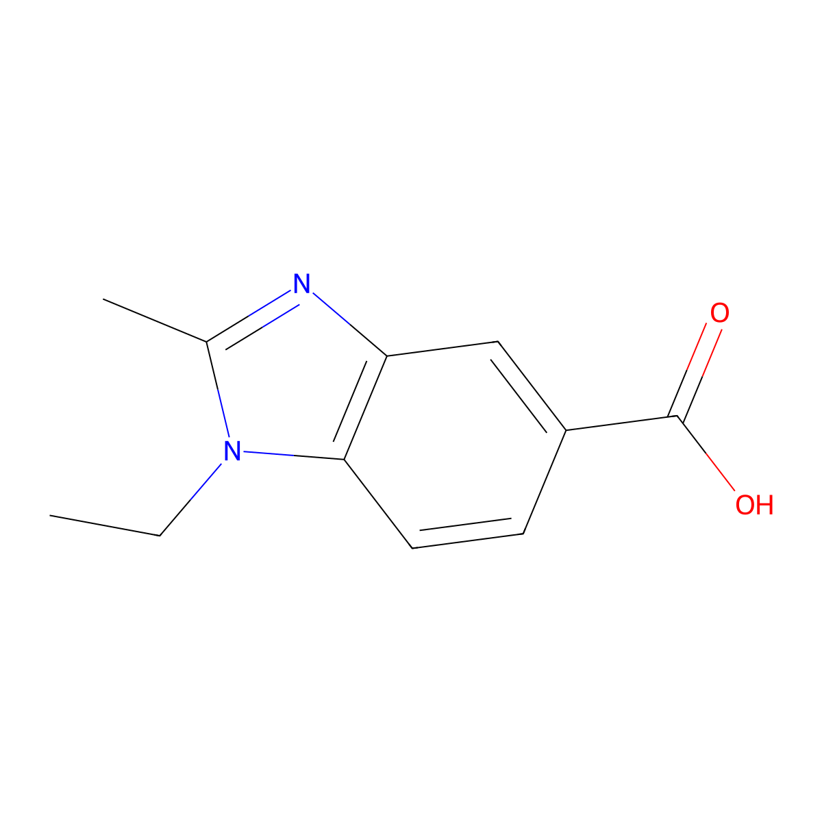 1-Ethyl-2-methyl-1H-benzoimidazole-5-carboxylic acid molecular structure, CAS 2788-73-0