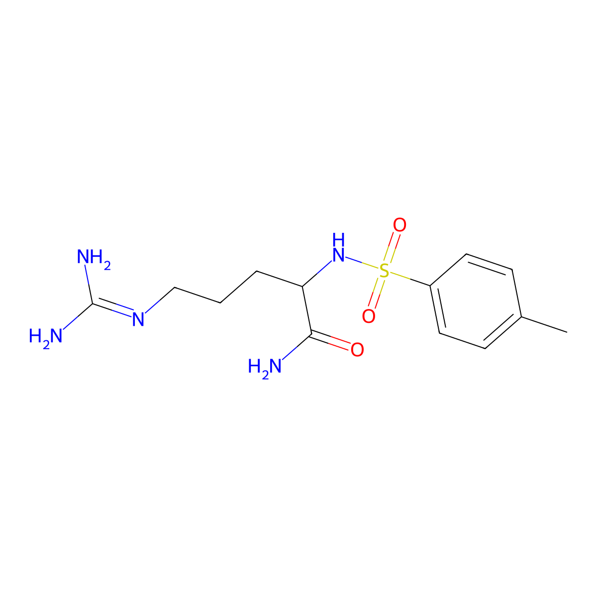 Pentanamide, 5-((aminoiminomethyl)amino)-2-(((4-methylphenyl)sulfonyl)amino)-, (S)- molecular structure, CAS 2788-82-1
