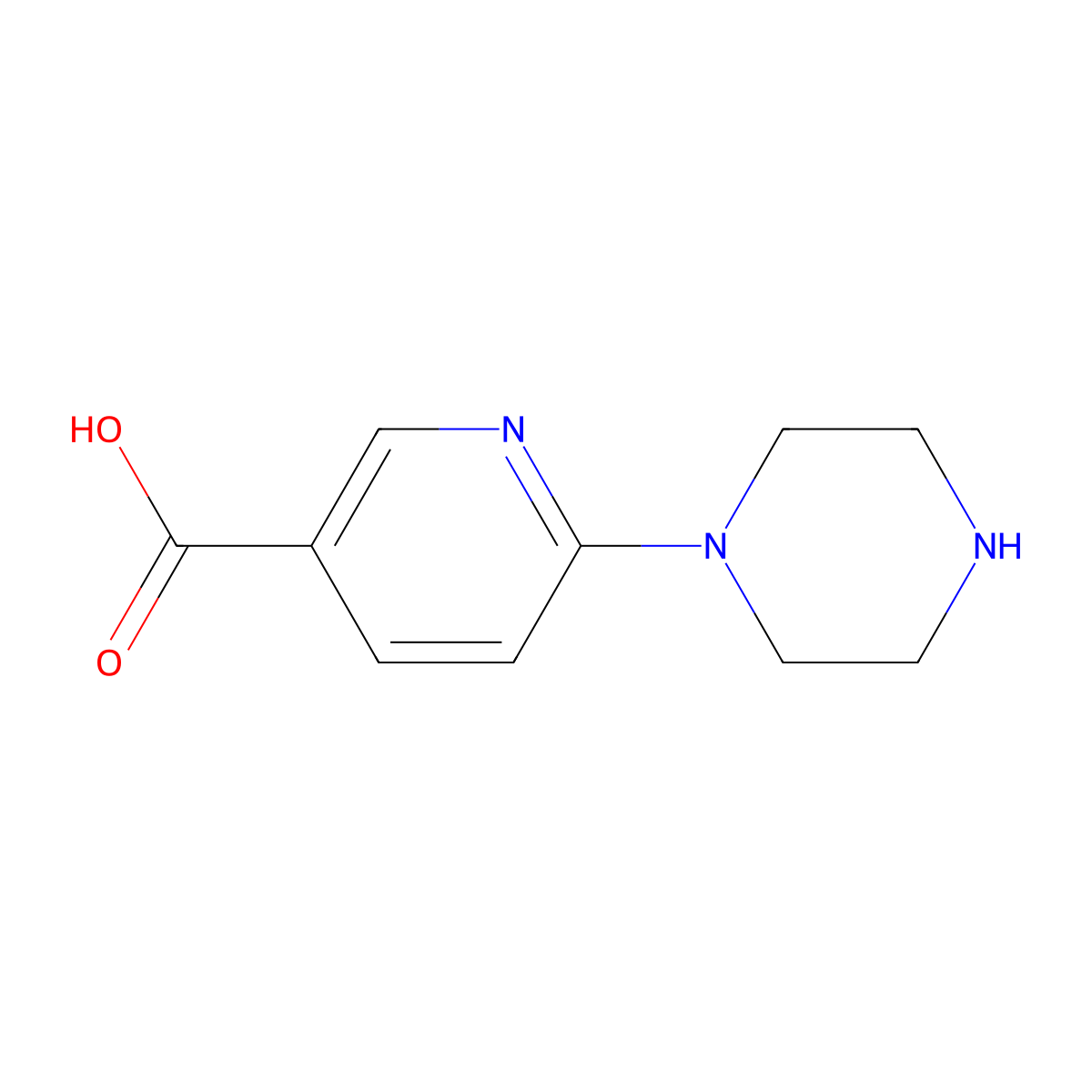 6-Piperazin-1-ylnicotinic acid molecular structure, CAS 278803-18-2