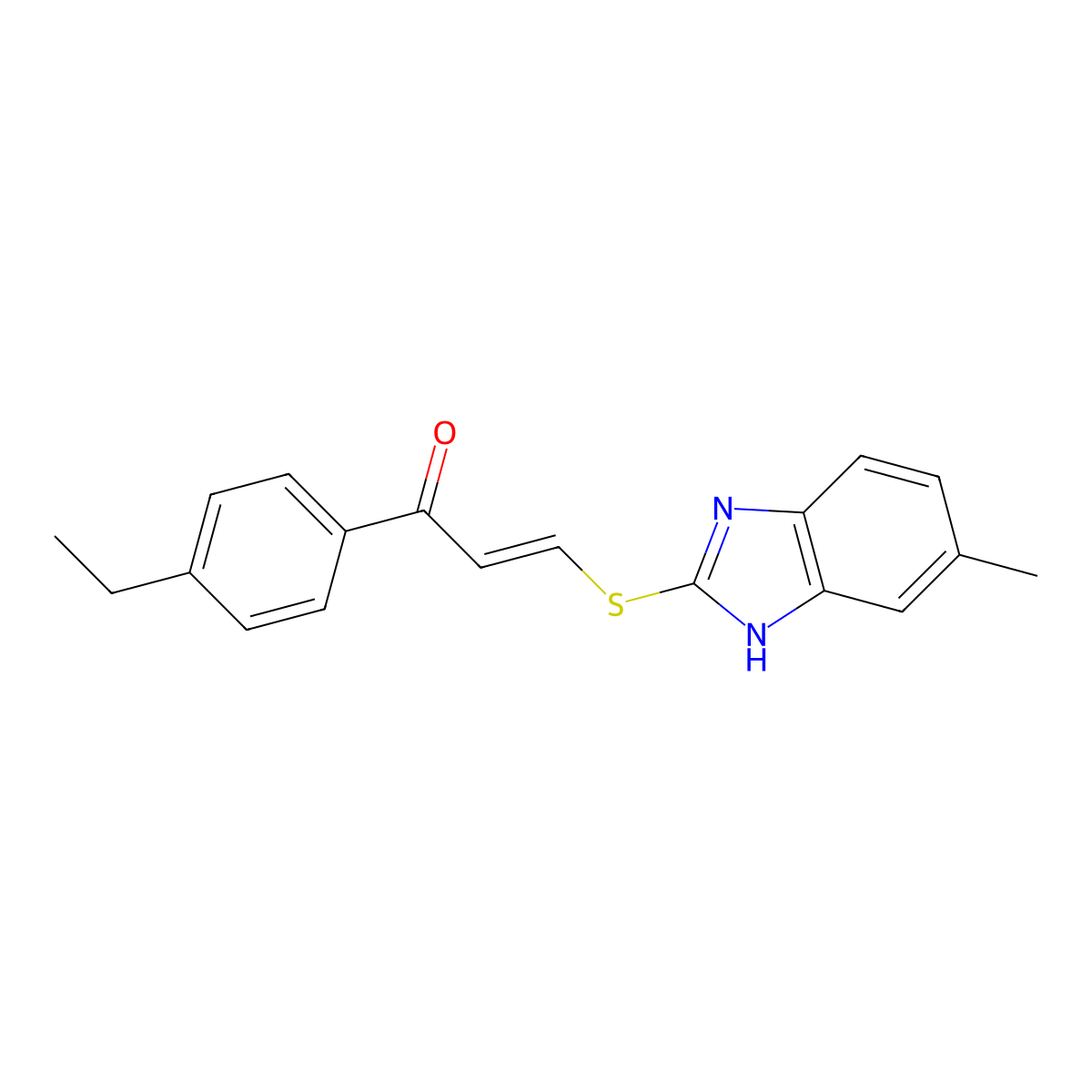 (E)-1-(4-ethylphenyl)-3-[(6-methyl-1H-benzimidazol-2-yl)sulfanyl]prop-2-en-1-one molecular structure, CAS 278806-03-4