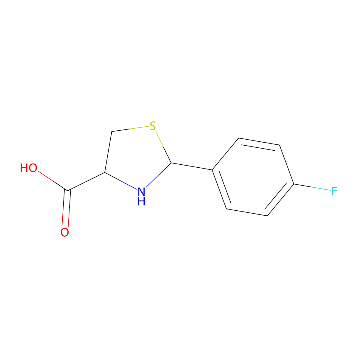 (4R)-2-(4-fluorophenyl)-1,3-thiazolidine-4-carboxylic acid molecular structure, CAS 278806-16-9