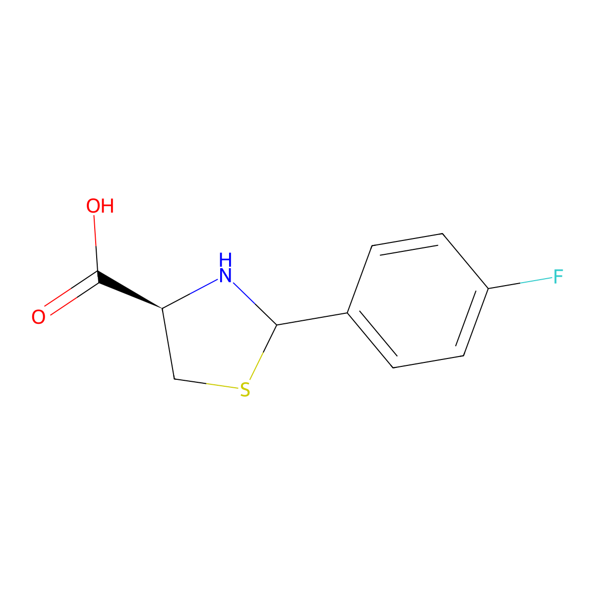 (4R)-2-(4-fluorophenyl)-1,3-thiazolidine-4-carboxylic acid molecular structure, CAS 278806-16-9